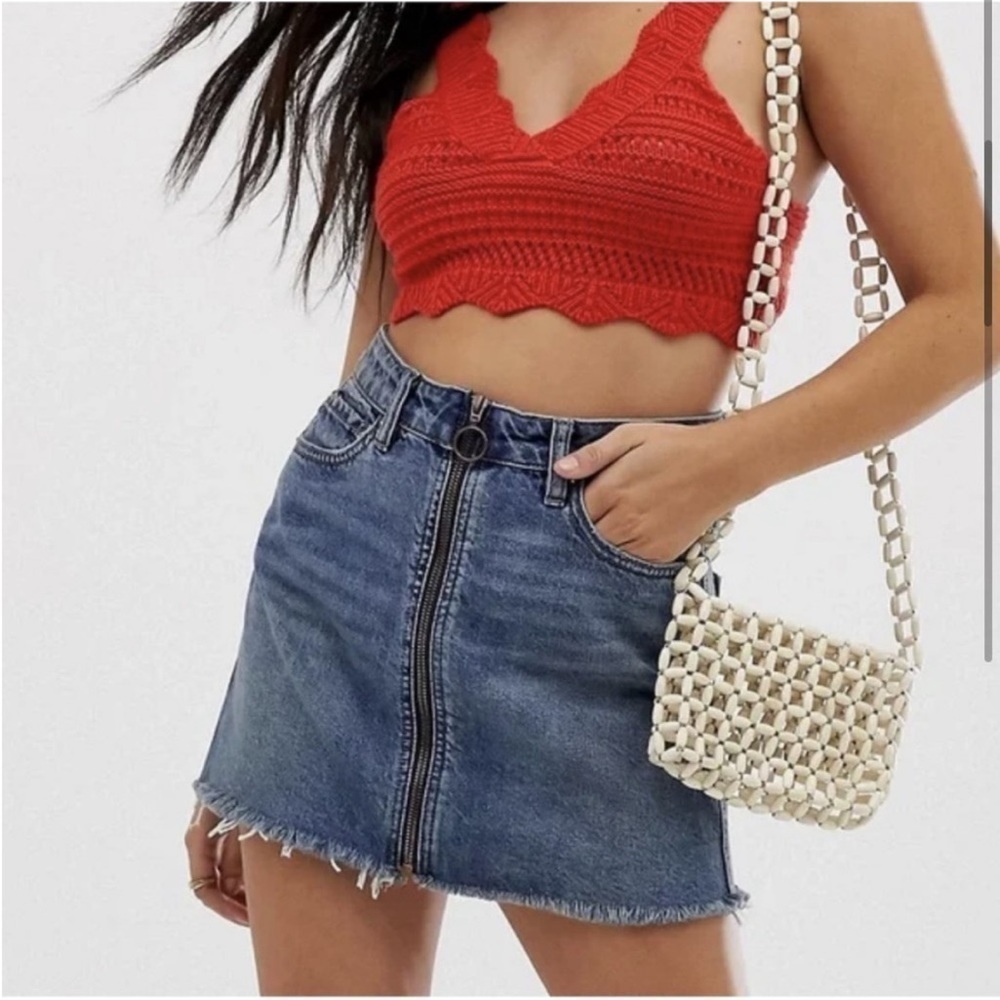 We The Free by Free People Zip It Up Denim Mini Jean Skirt Size 27 (size…